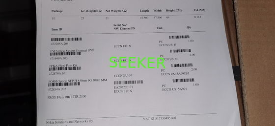 NOKIA  FRGY Flexi RRH 2T2R 2100MHZ  472854A.202 472285A.204  FSES Flexi System External OVP